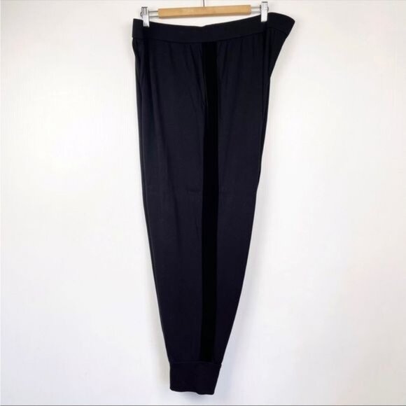 Eileen Fisher Black Tencel Terry Velvet Track Pants & Trim Hoodie set 2 pc Large - Picture 7 of 14